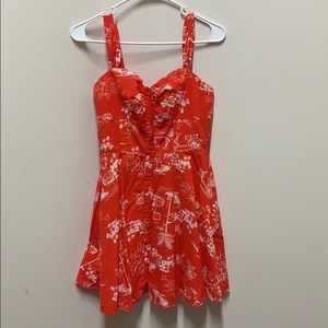 Small GB Red and White Printed Dress
